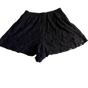 Hollister Navy Blue‎ Floral Lace Shorts Elastic Waist Lined Boho Large